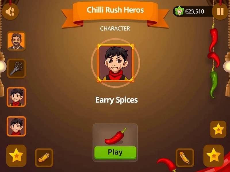 Chilli Rush Hero gameplay screenshot showing character collecting spices